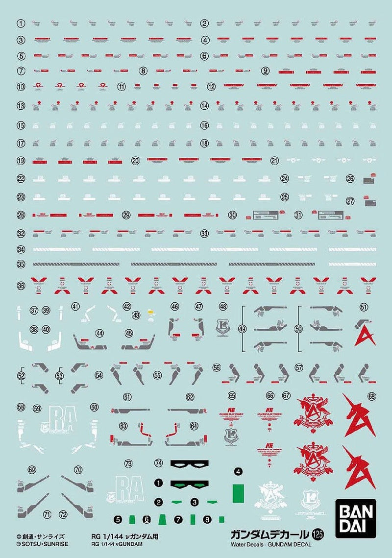 Gundam Decal 125 - RG 1/144 Nu Gundam Use