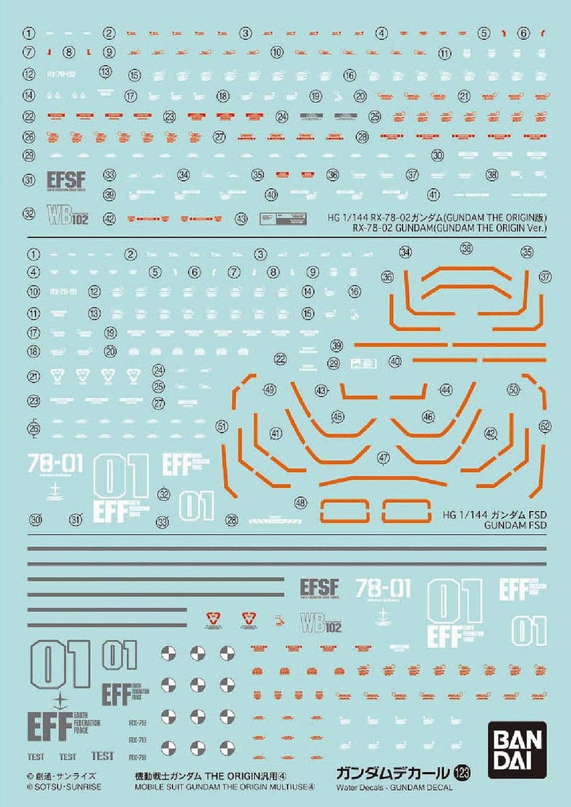 Gundam Decal 123 - Mobile Suit Gundam The Origin Multiuse 4