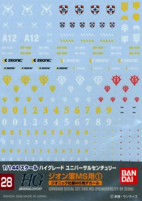 Gundam Decal 028 - Principality of Zeon Use 1