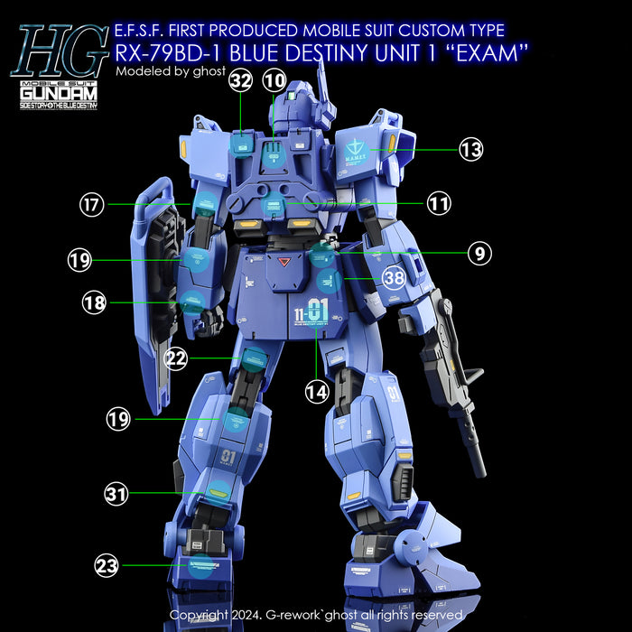 G-Rework Decal - HGUC RX-79BD-1 Blue Destiny Unit 1 Use (Renewal)