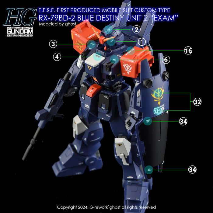 G-Rework Decal - HGUC RX-79BD-2 Blue Destiny Unit 2 Use (Renewal)