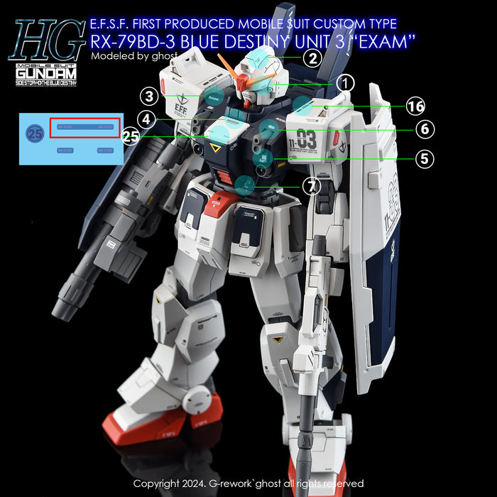 G-Rework Decal - HGUC RX-79BD-3 Blue Destiny Unit 3 Use (Renewal)