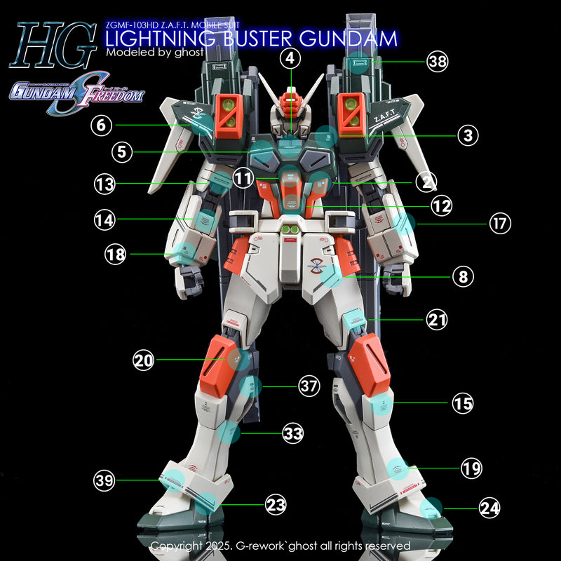 G-Rework Decal - HGCE 1/144 ZGMF-103HD Lightning Buster Gundam Use