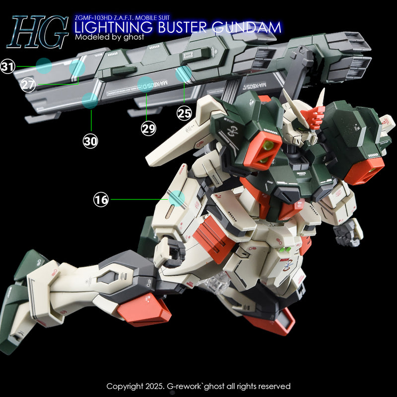 G-Rework Decal - HGCE 1/144 ZGMF-103HD Lightning Buster Gundam Use