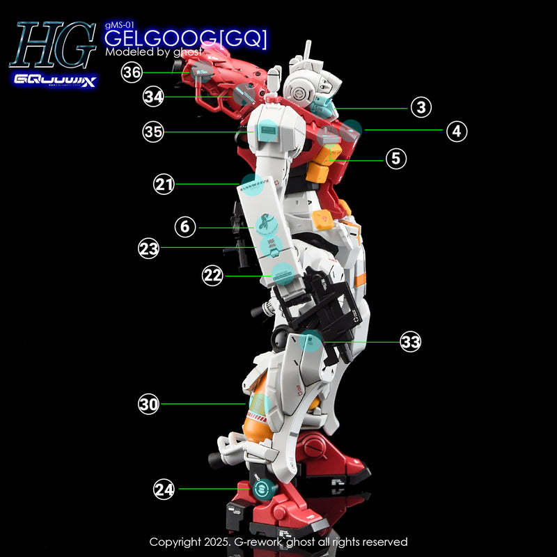 G-Rework Decal - HG Mobile Suit Gundam GQuuuuuuX gMS-01 Gelgoog (GQ) Use