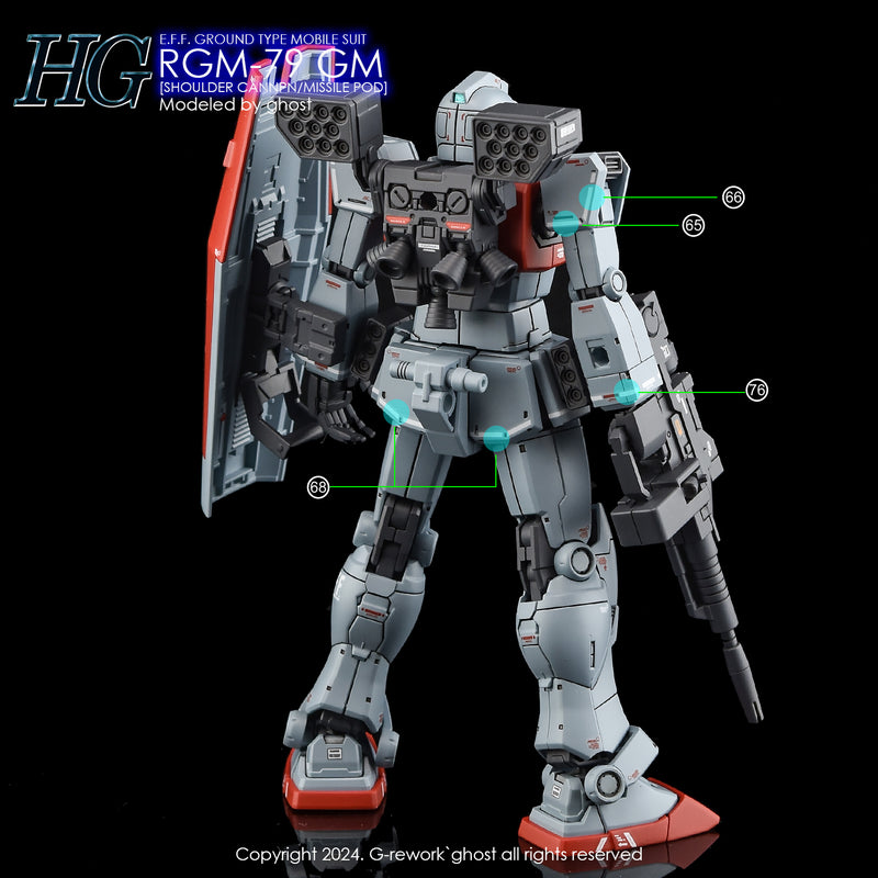 G-Rework Decal - HG Gundam The Origin RGM-79 GM (Shoulder Cannon/ Missile Pod Equipment) Use
