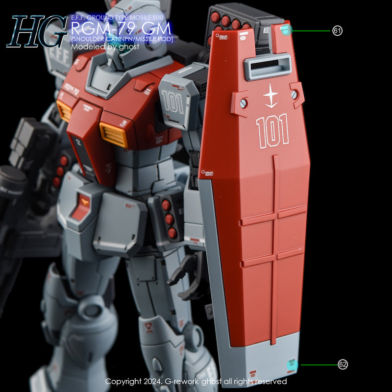G-Rework Decal - HG Gundam The Origin RGM-79 GM (Shoulder Cannon/ Missile Pod Equipment) Use