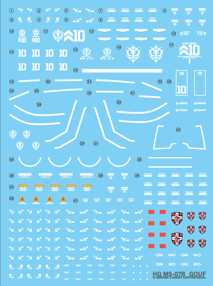 G-Rework Decal - HGUC MS-07B Gouf Use