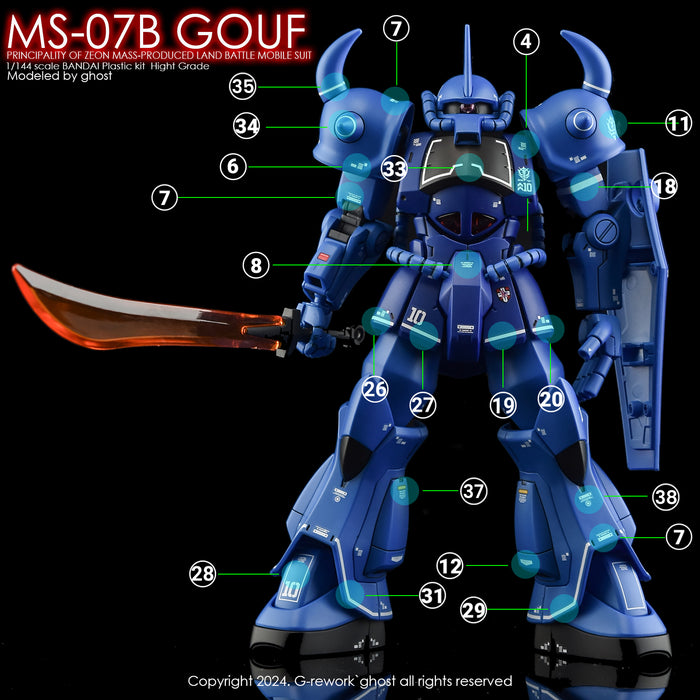 G-Rework Decal - HGUC MS-07B Gouf Use