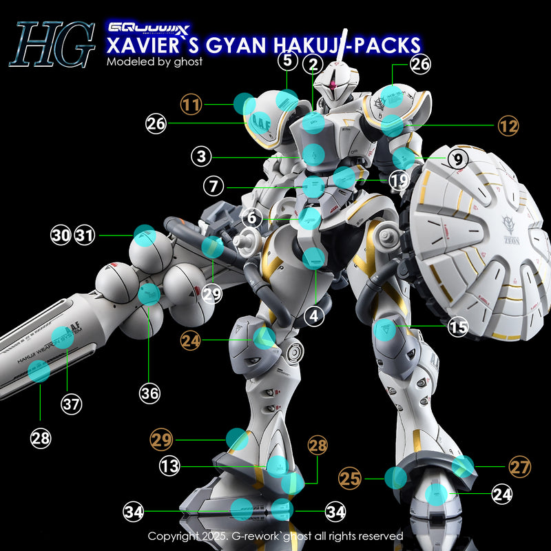 G-Rework Decal - HG Mobile Suit Gundam GQuuuuuuX MS-15/H Xavier's Gyan Hakuji-Packs Use
