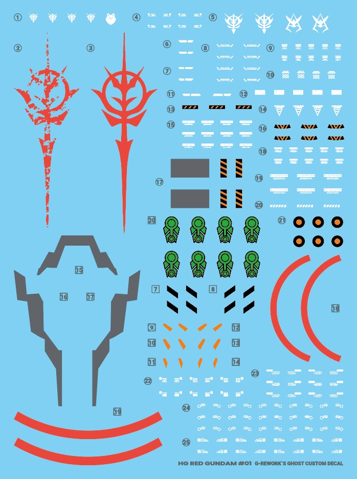 G-Rework Decal - HG Mobile Suit Gundam GQuuuuuuX G-MSα Red Gundam Use