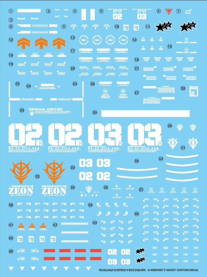 G-Rework Decal - HG Mobile Suit Gundam GQuuuuuuX MS-09 Rick-Dom (GQ) Use