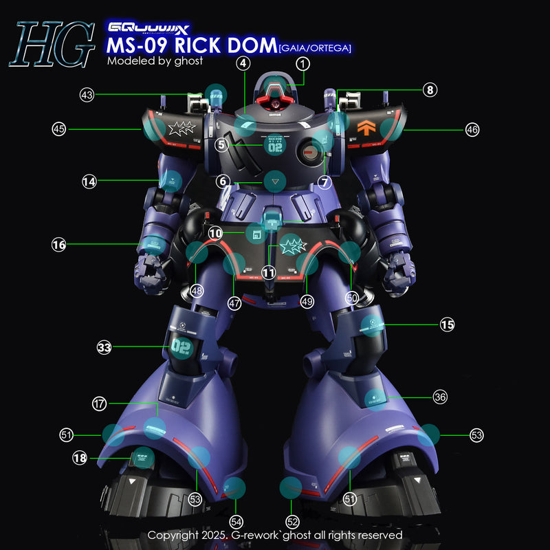 G-Rework Decal - HG Mobile Suit Gundam GQuuuuuuX MS-09 Rick-Dom (GQ) Use