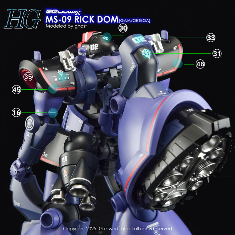 G-Rework Decal - HG Mobile Suit Gundam GQuuuuuuX MS-09 Rick-Dom (GQ) Use