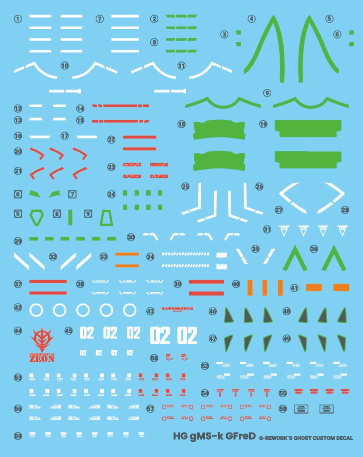 G-Rework Decal - HG Mobile Suit Gundam GQuuuuuuX gMS-κ GFreD Use