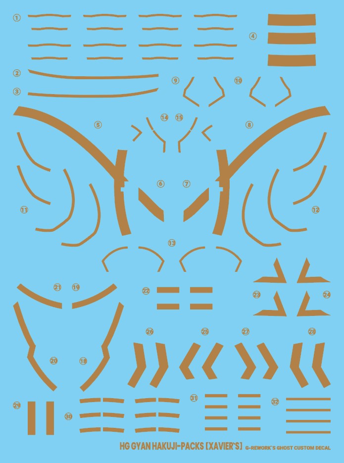G-Rework Decal - HG Mobile Suit Gundam GQuuuuuuX MS-15/H Xavier's Gyan Hakuji-Packs Use