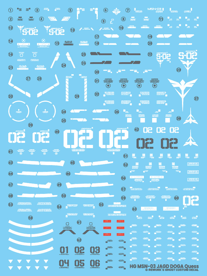 G-Rework Decal - HGUC MSN-03 Jagd Doga (Gyunei Custom) Use