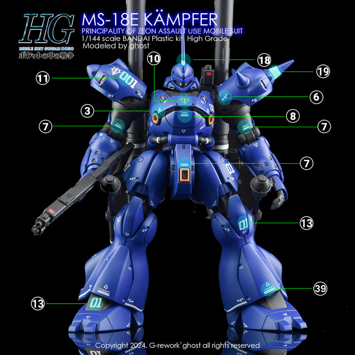 G-Rework Decal - HGUC MS-18E Kampfer Use