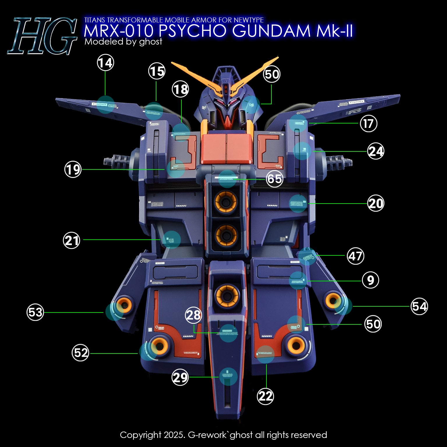 G-Rework Decal - HGUC 1/144 MRX-010 Psycho Gundam Mk-II Use