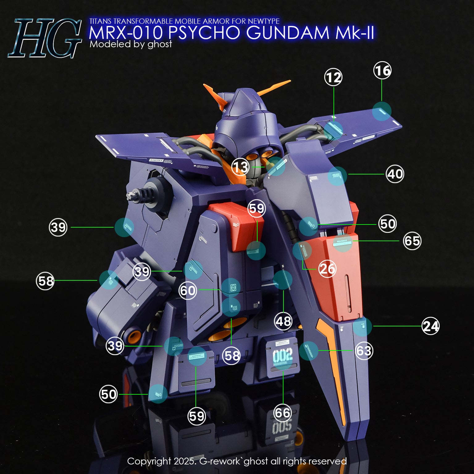 G-Rework Decal - HGUC 1/144 MRX-010 Psycho Gundam Mk-II Use