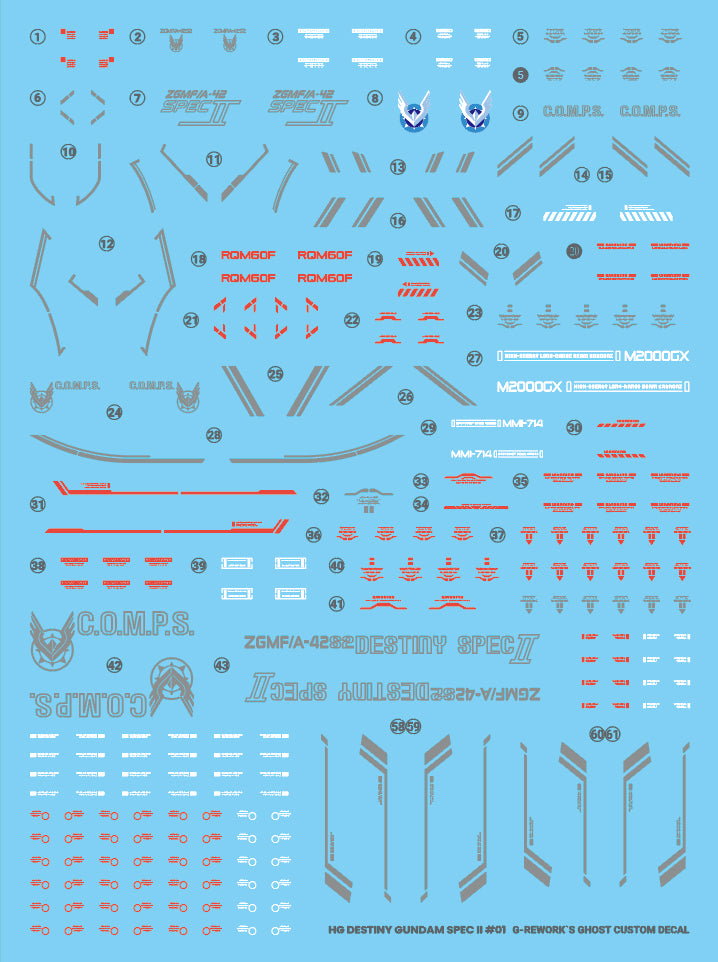 G-Rework Decal - HGCE ZGMF/A-42S2 Destiny Gundam Type II Use