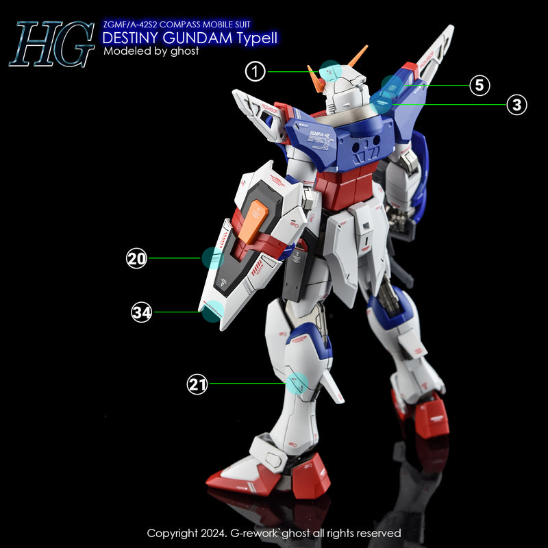 G-Rework Decal - HGCE ZGMF/A-42S2 Destiny Gundam Type II Use