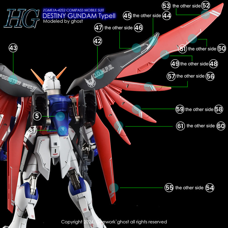 G-Rework Decal - HGCE ZGMF/A-42S2 Destiny Gundam Type II Use
