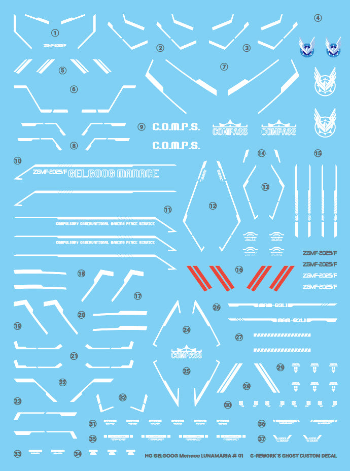 G-Rework Decal - HGCE ZGMF-2025/F Gelgoog Menace (Lunamaria) Use