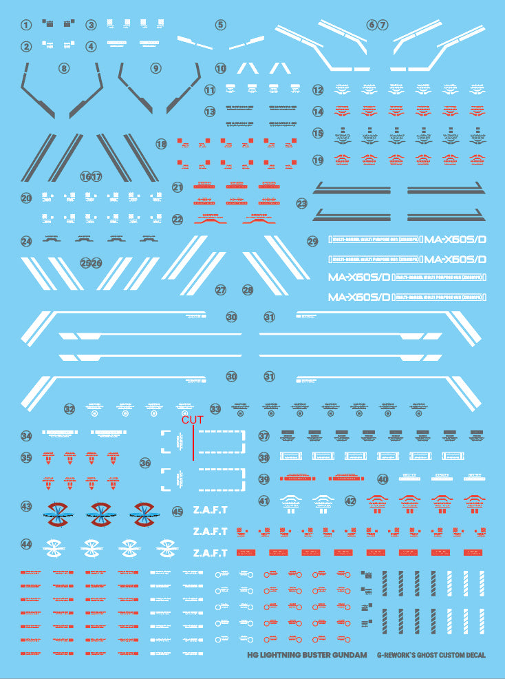 G-Rework Decal - HGCE 1/144 ZGMF-103HD Lightning Buster Gundam Use