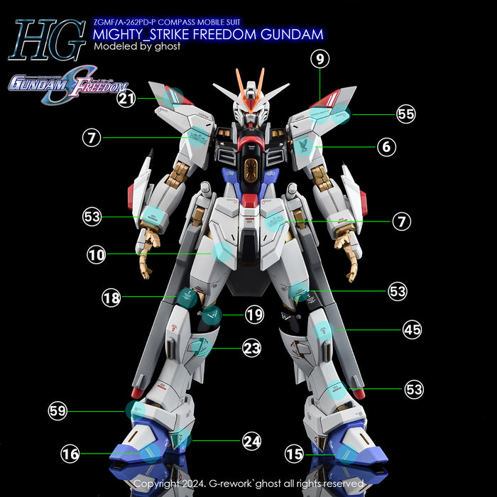 G-Rework Decal - HGCE ZGMF/A-262PD-P MIghty Strike Freedom Gundam Use