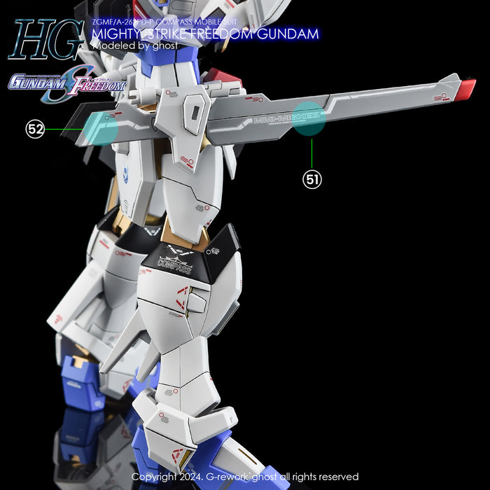 G-Rework Decal - HGCE ZGMF/A-262PD-P MIghty Strike Freedom Gundam Use