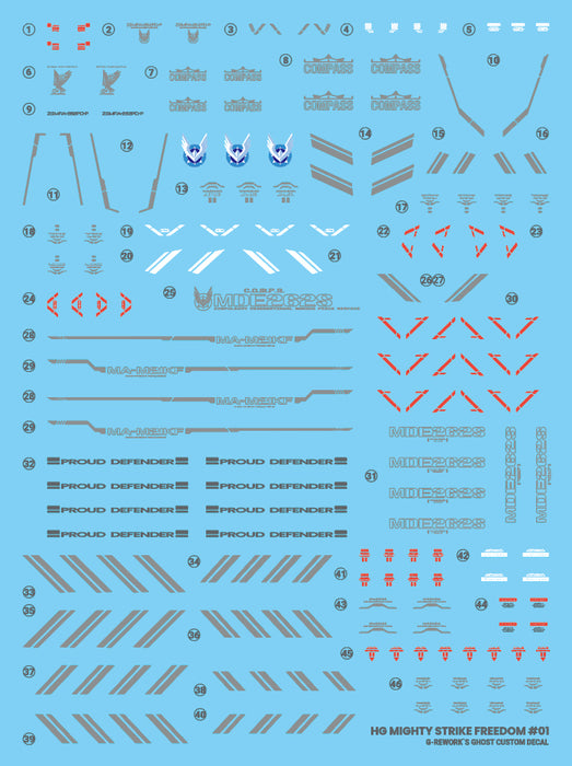 G-Rework Decal - HGCE ZGMF/A-262PD-P MIghty Strike Freedom Gundam Use