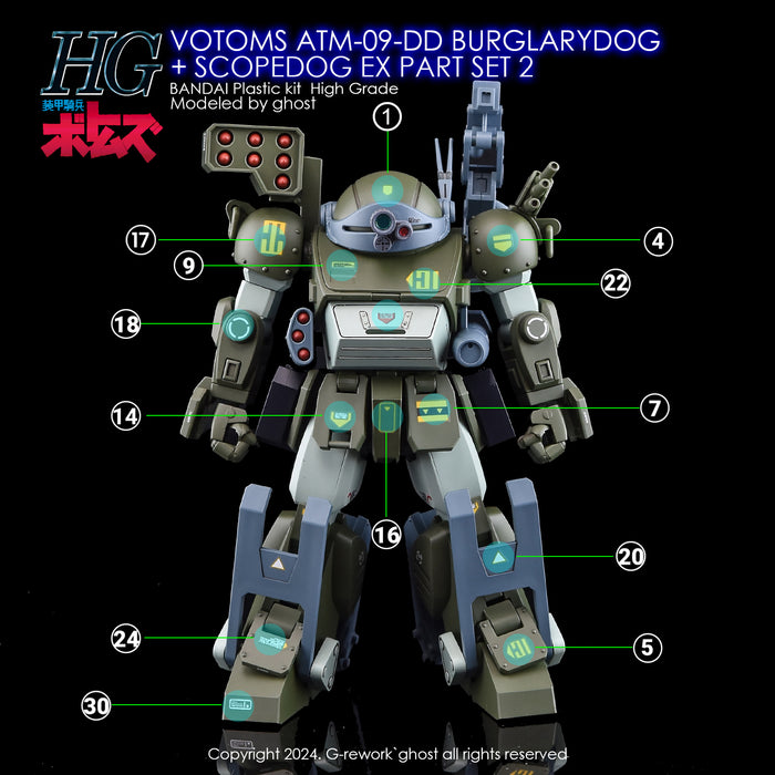 G-Rework Decal - HG VOTOMS ATM-09-DD Burglarydog + ATM-09-ST Scopedog EX Part Set 2 Use