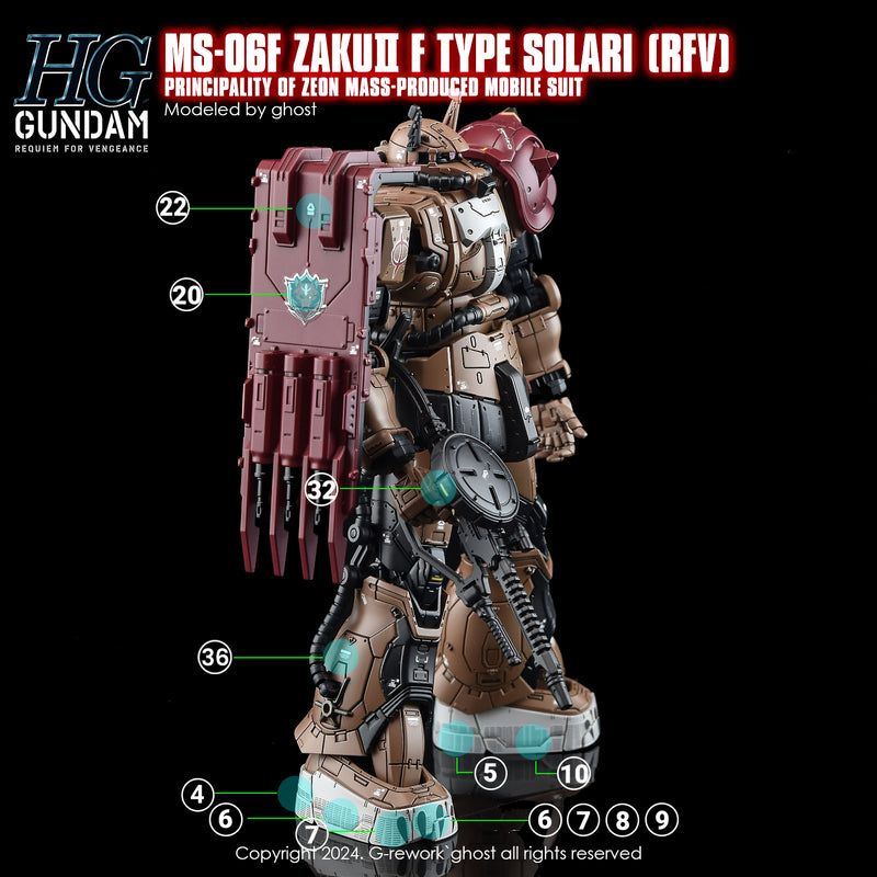 G-Rework Decal - HG MS-06F Zaku II F Type Solari [RFV] Use