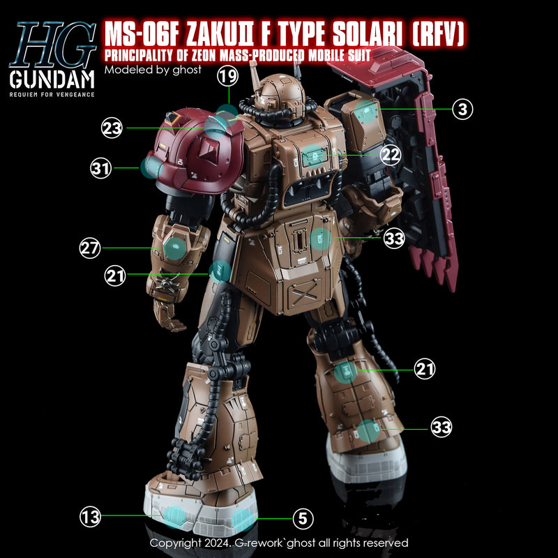 G-Rework Decal - HG MS-06F Zaku II F Type Solari [RFV] Use