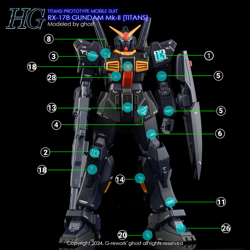 G-Rework Decal - HGUC RX-178 Gundam Mk-II Titans Revive Use