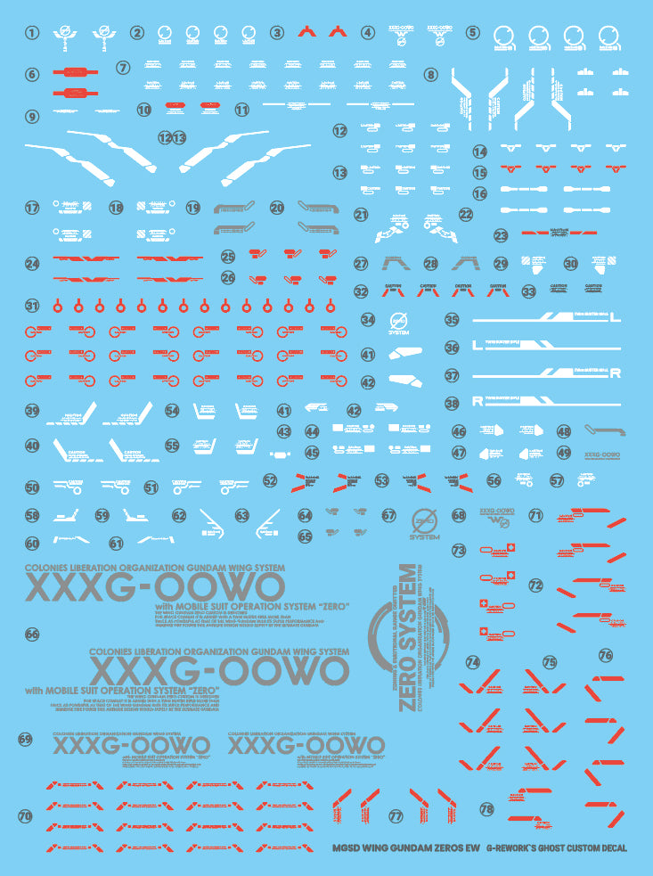 G-Rework Decal - MGSD XXXG-00W0 Wing Gundam Zero EW Use