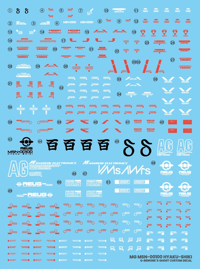 G-Rework Decal - MG MSN-00100 Hyaku-shiki Ver.2.0 Use - Argama