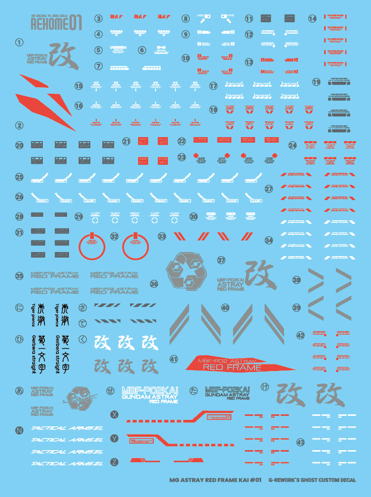 G-Rework Decal - MG MBF-P02KAI Gundam Astray Red Frame Kai Use