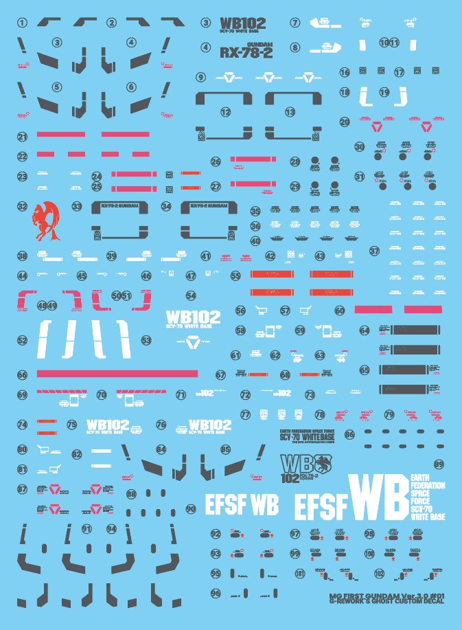 G-Rework Decal - MG RX-78-2 Gundam Ver.3.0 Use - Argama Hobby