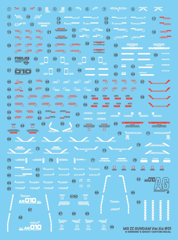 G-Rework Decal - MG MSZ-010S ZZ Gundam Ver.Ka + Enhanced Expansion Parts Use