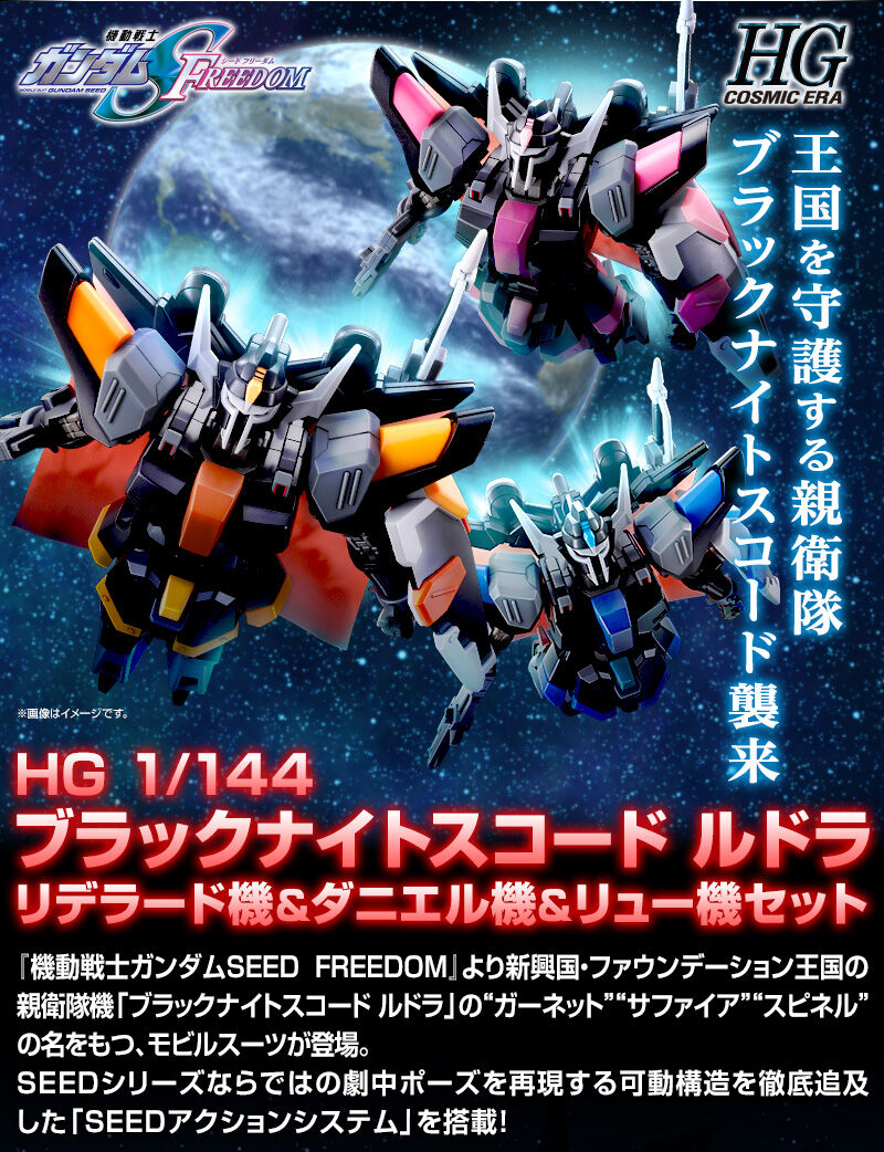 Premium Bandai High Grade (HG) HGCE 1/144 Black Knight Squad Rud-ro.A Redelard Custom & Daniel Custom & Liu Custom Set