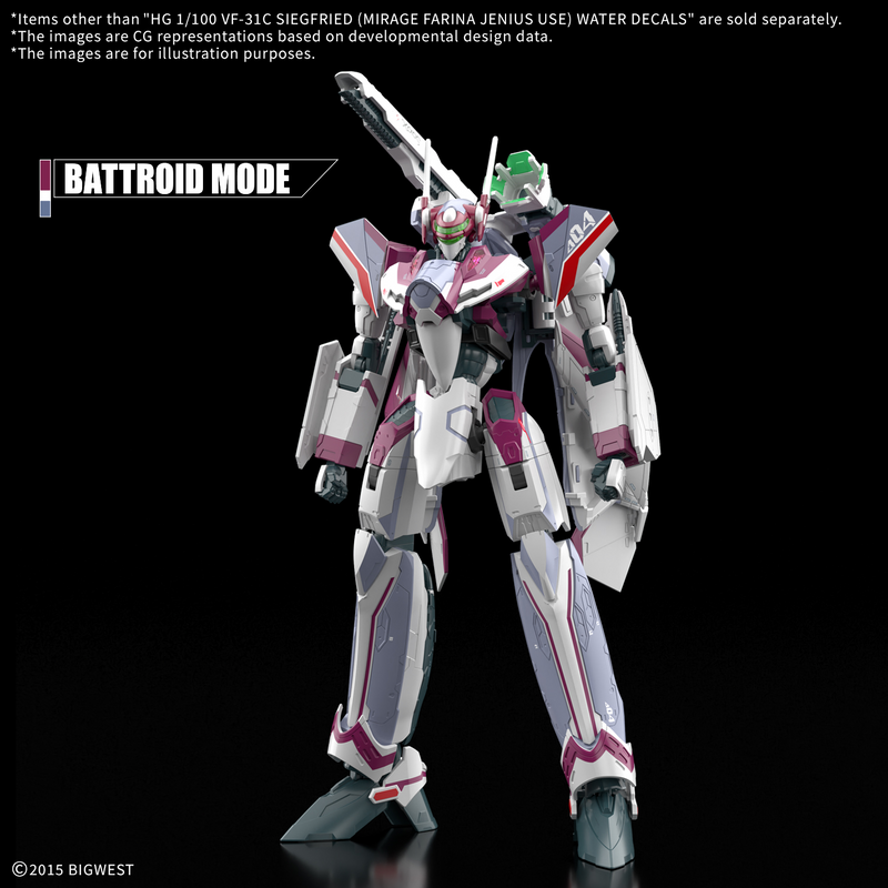 [Pre-order, ETA 2025 Q4] Waterslide Decals for High Grade (HG) Macross Delta 1/100 VF-31C SIEGFRIED (Mirage Farina Jenius Use)