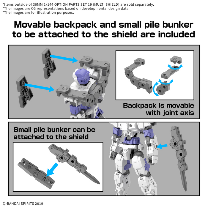 [Pre-order, ETA 2025 Q2/Q3] 30MM 1/144 Option Parts Set 19 (Multi Shield)