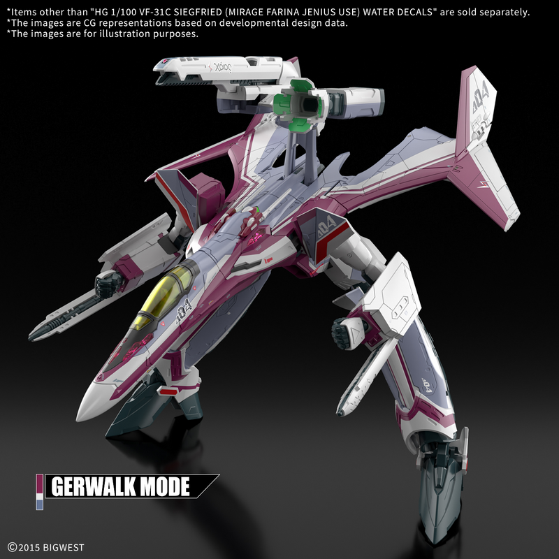 [Pre-order, ETA 2025 Q4] Waterslide Decals for High Grade (HG) Macross Delta 1/100 VF-31C SIEGFRIED (Mirage Farina Jenius Use)