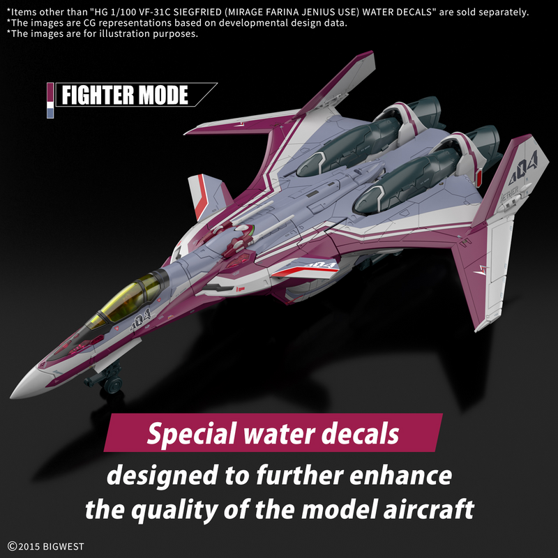 [Pre-order, ETA 2025 Q4] Waterslide Decals for High Grade (HG) Macross Delta 1/100 VF-31C SIEGFRIED (Mirage Farina Jenius Use)