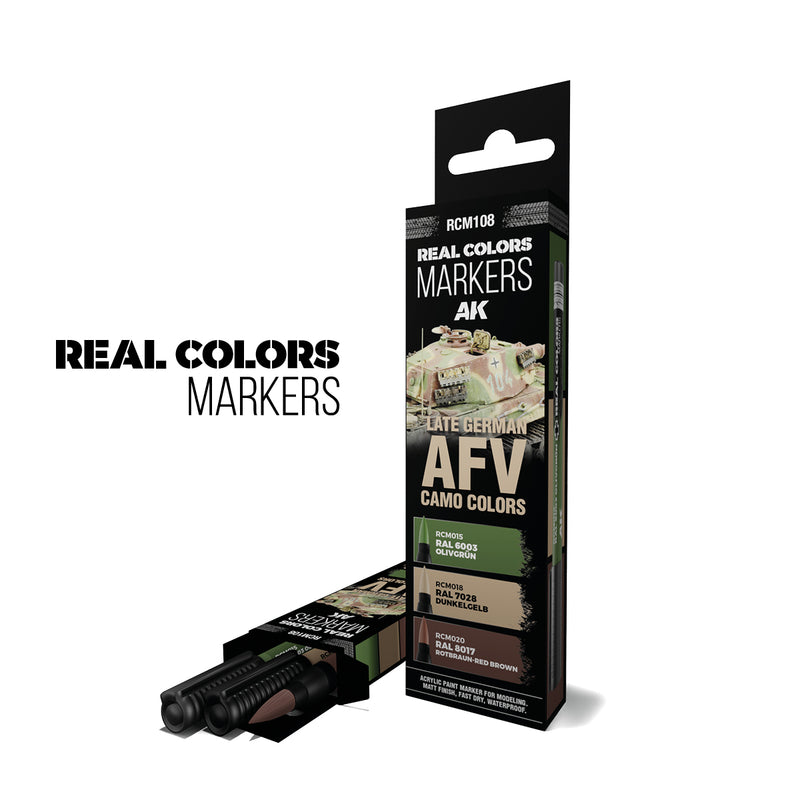 AK Interactive Real Color Markers Set - RCM108 Late German AFV Camo Colors