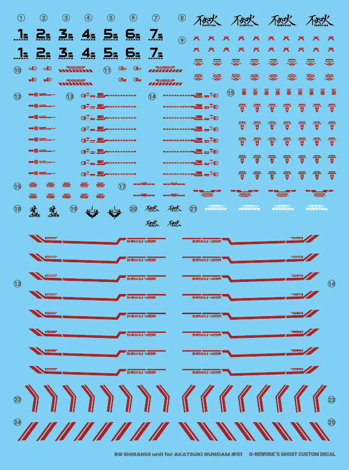 G-Rework Decal - RG ORB-01 Akatsuki Gundam Shiranui Use