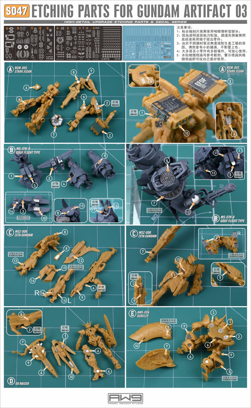 Madworks S047 Etching Parts for Gundam Artifacts 03 Detail-up Parts and Decals