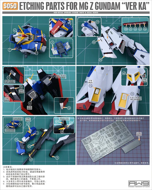 Madworks S050 Etching Parts for Master Grade (MG) 1/100 MSZ-006 Zeta Gundam Ver. Ka